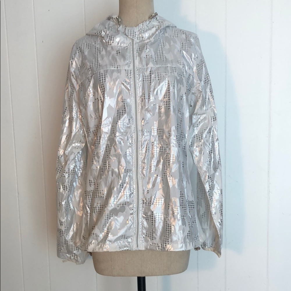 Shimmering Silver Utility Jacket with hood